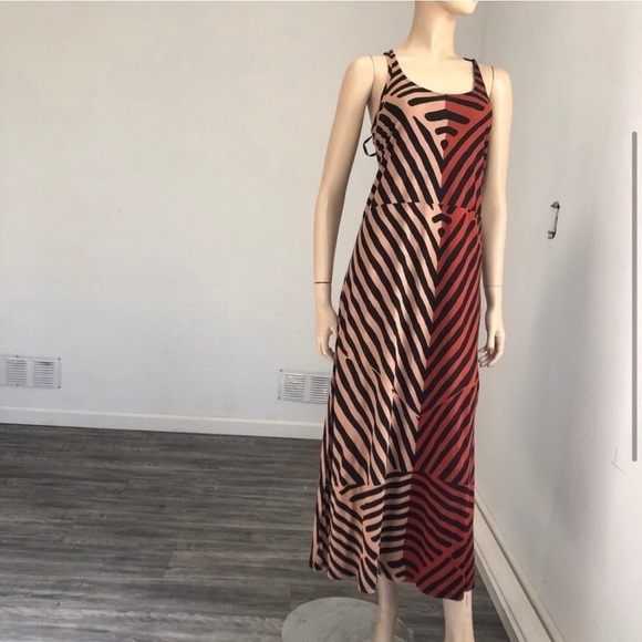 LOFT maxi dress Chevron brown, black& orange - Picture 6 of 13